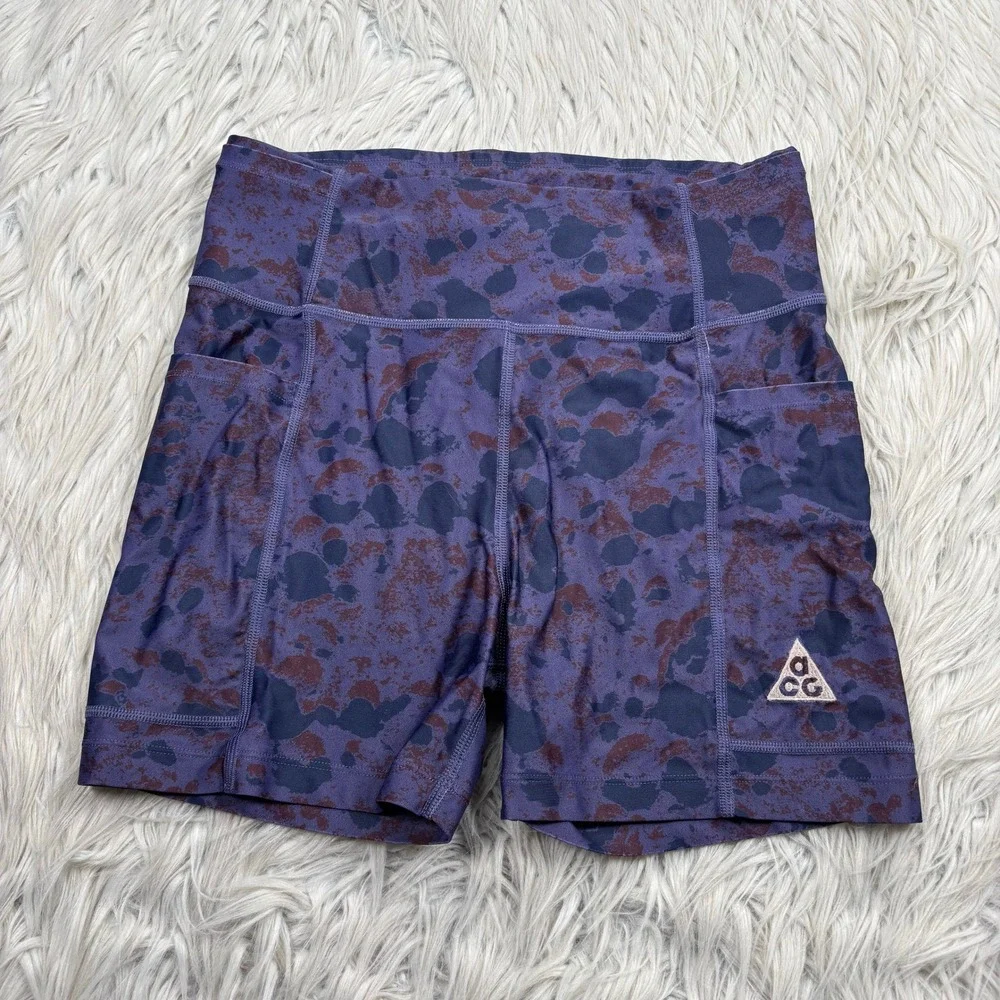 Nike ACG Dri-FIT ADV Women's S Purple Printed Crater Lookout Shorts Biker Gym
